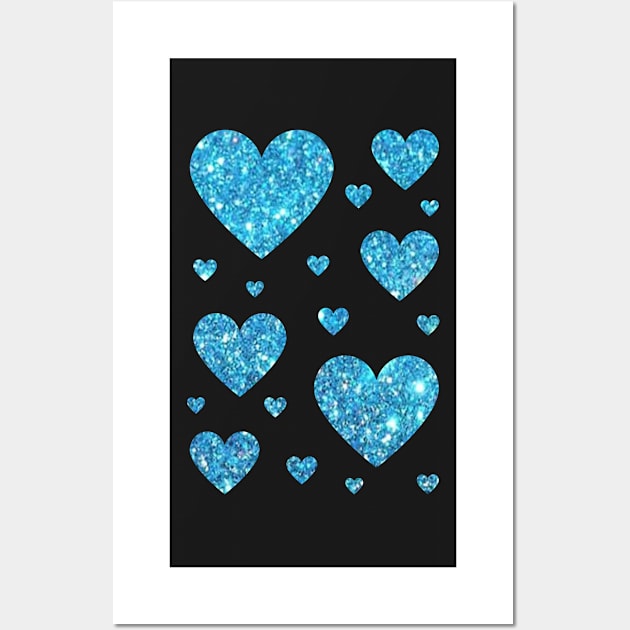 Light Blue Faux Glitter Hearts Wall Art by Felicity-K